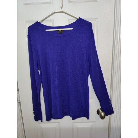JM Collection Sweaters - JM Collection Sapphire Blue Long Sleeve Boat Neck Sweater W Silver Accents L NWT